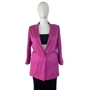 Twiggy Pink Womens Solid Button-Down Blazer Long Sleeve Office Chic Sz XL